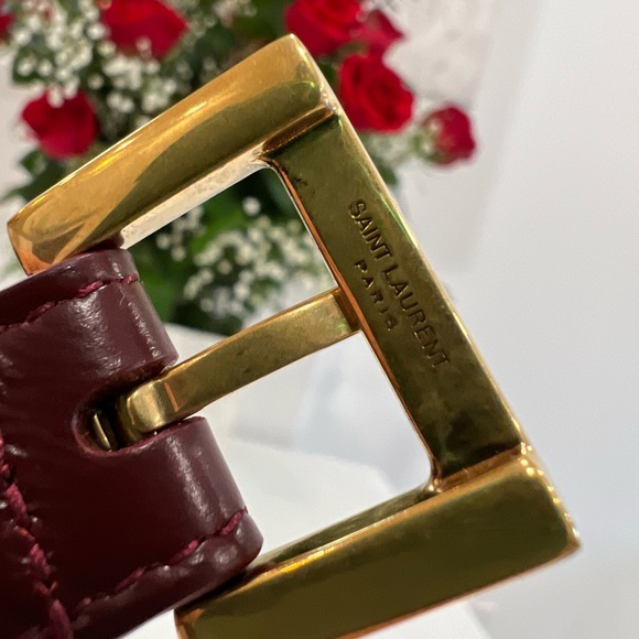 Saint Laurent Cassandre Thin Belt With Square Buckle In Shiny Leather main image 7